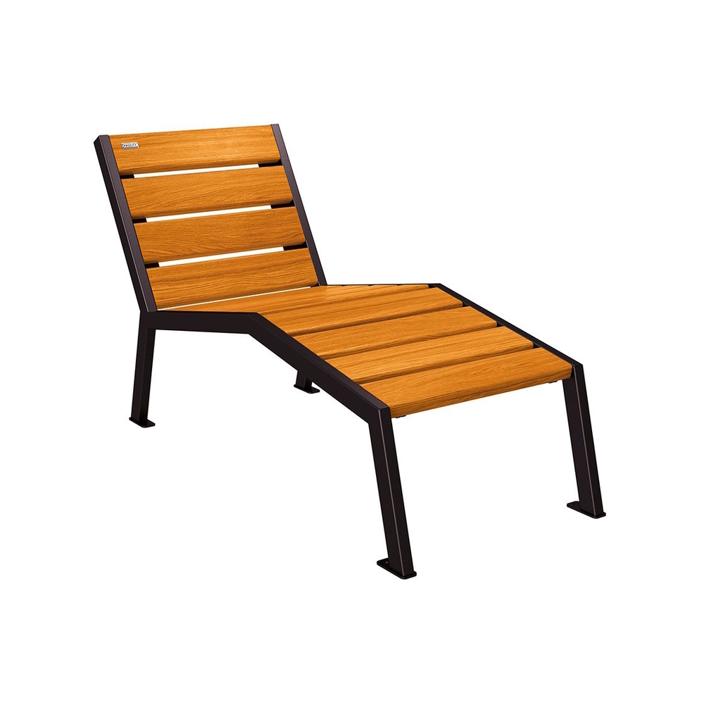 Chaise longue bois et acier Silaos RAL9005 - Chêne lasuré chêne clair - Sans accoudoir - 600mm - 1 place - PROCITY - 209640.9005.CHEC