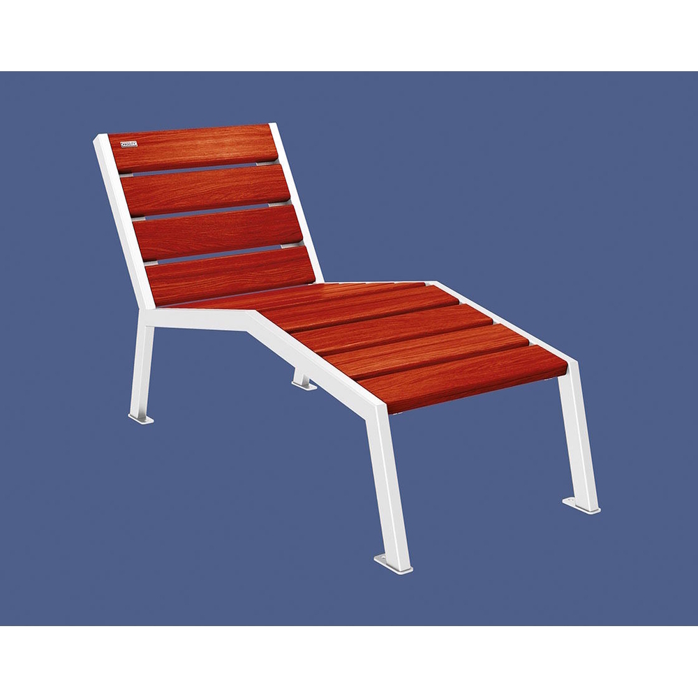 Chaise longue bois et acier Silaos RAL9010 - Chêne lasuré acajou - Sans accoudoir - 600mm - 1 place - PROCITY - 209640.9010.ACAJ