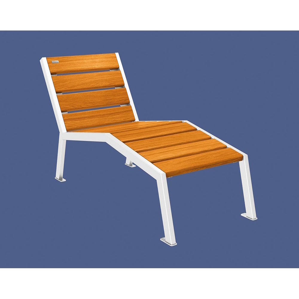 Chaise longue bois et acier Silaos RAL9010 - Chêne lasuré chêne clair - Sans accoudoir - 600mm - 1 place - PROCITY - 209640.9010.CHEC