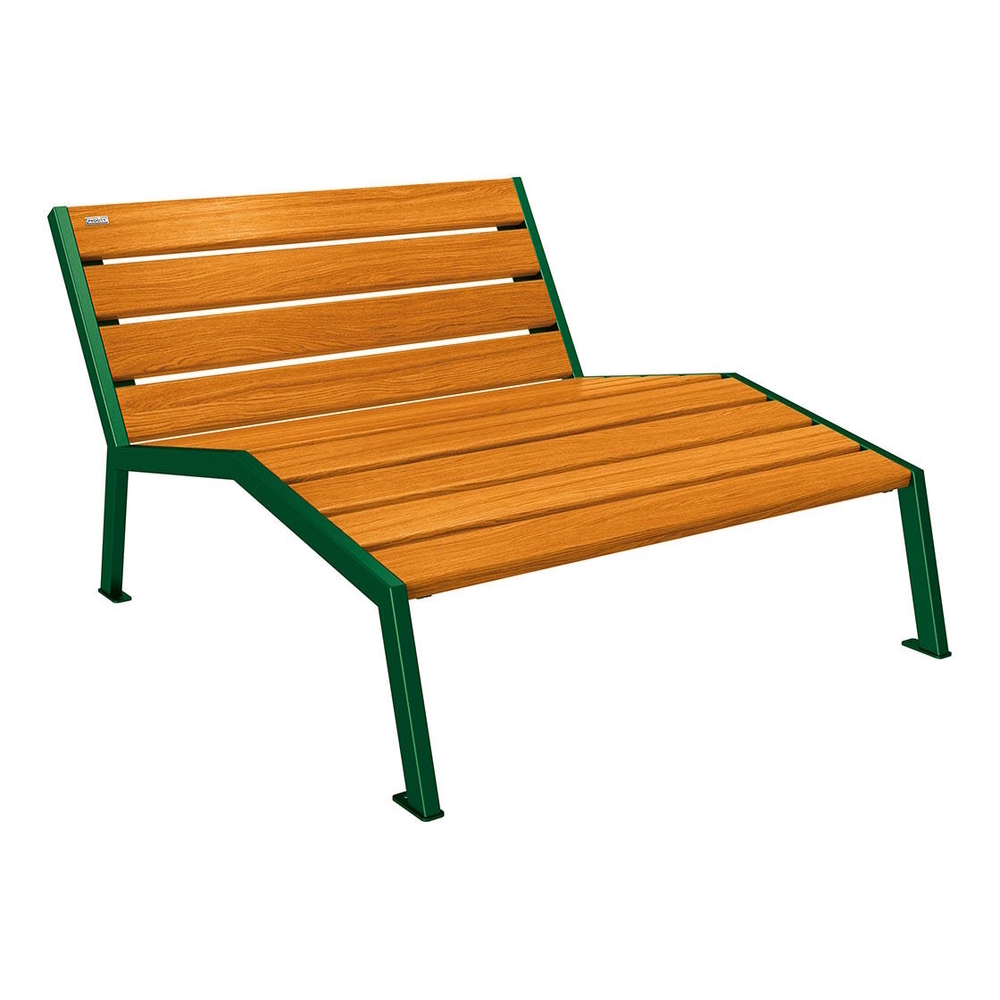 Chaise longue bois et acier Silaos RAL6005 - Chêne lasuré chêne clair - Sans accoudoir - 1200mm - 2 places - PROCITY - 209641.6005.CHEC