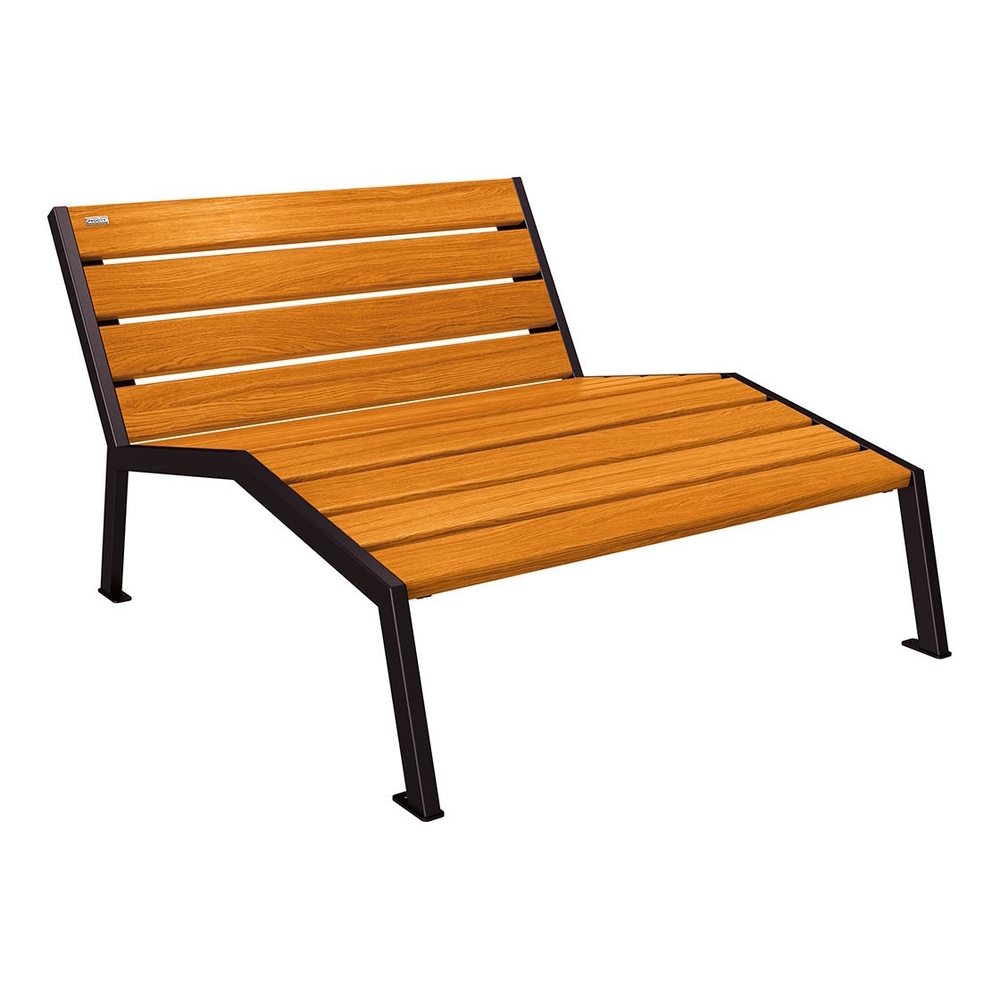 Chaise longue bois et acier Silaos RAL9005 - Chêne lasuré chêne clair - Sans accoudoir - 1200mm - 2 places - PROCITY - 209641.9005.CHEC