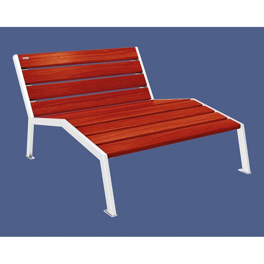 Chaise longue bois et acier Silaos RAL9010 - Chêne lasuré acajou - Sans accoudoir - 1200mm - 2 places - PROCITY - 209641.9010.ACAJ