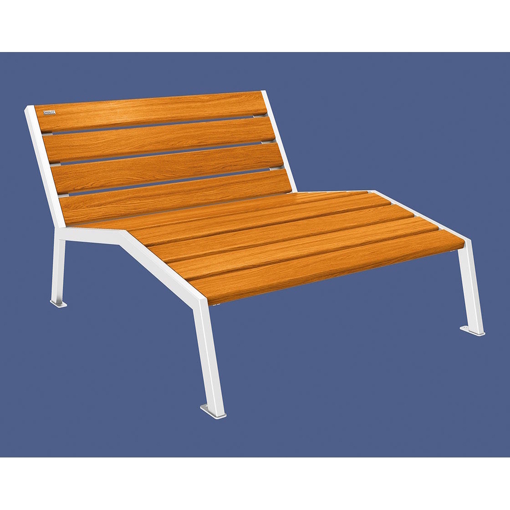 Chaise longue bois et acier Silaos RAL9010 - Chêne lasuré chêne clair - Sans accoudoir - 1200mm - 2 places - PROCITY - 209641.9010.CHEC