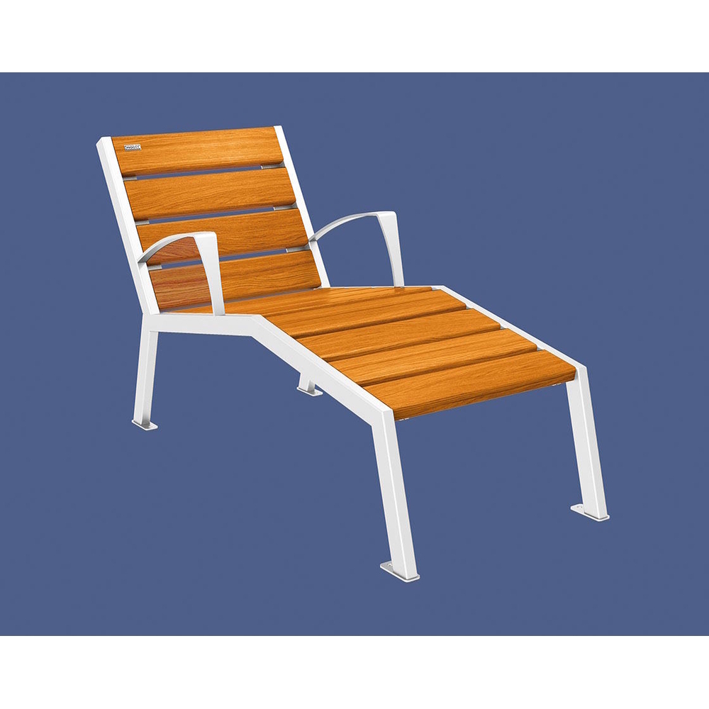 Chaise longue bois et acier Silaos RAL9010 - Chêne lasuré chêne clair - accoudoirs - 600mm - 1 place - PROCITY - 209642.9010.CHEC