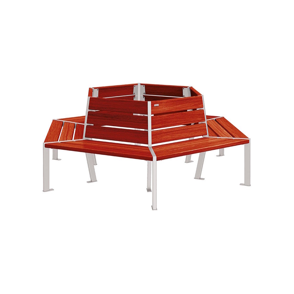 Banc tour d'arbre Silaos RAL7044 - Chêne lasuré acajou - 1000mm Øintérieur - PROCITY - 209648.7044.ACAJ