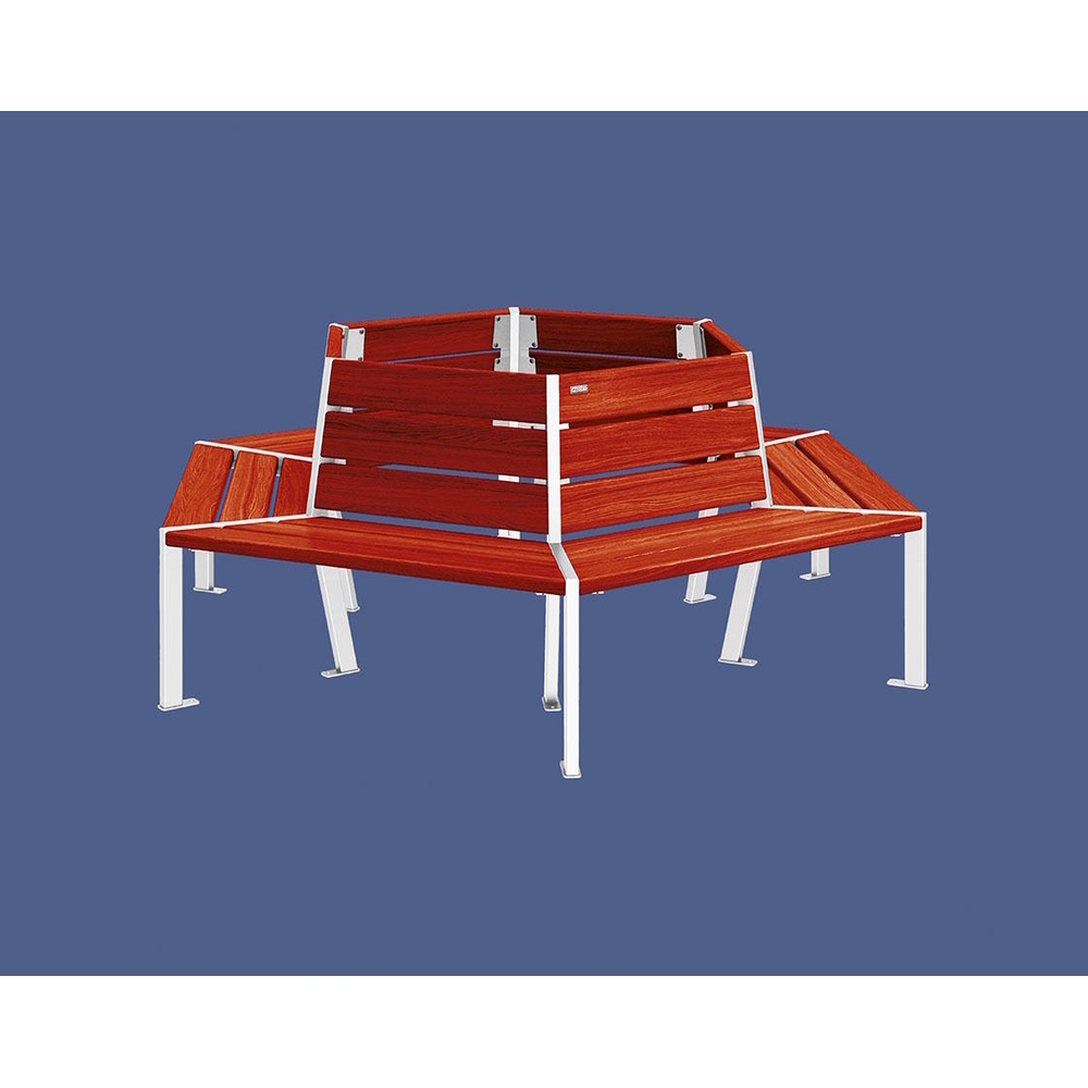 Banc tour d'arbre Silaos RAL9010 - Chêne lasuré acajou - 1000mm Øintérieur - PROCITY - 209648.9010.ACAJ