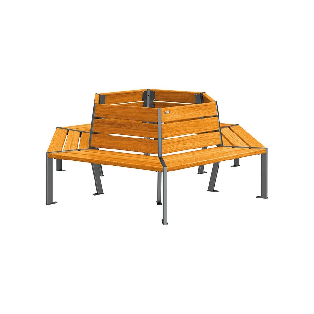 Banc tour d'arbre Silaos Gris lasuré chêne clair - PROCITY - 209648.GPRO.CHEC