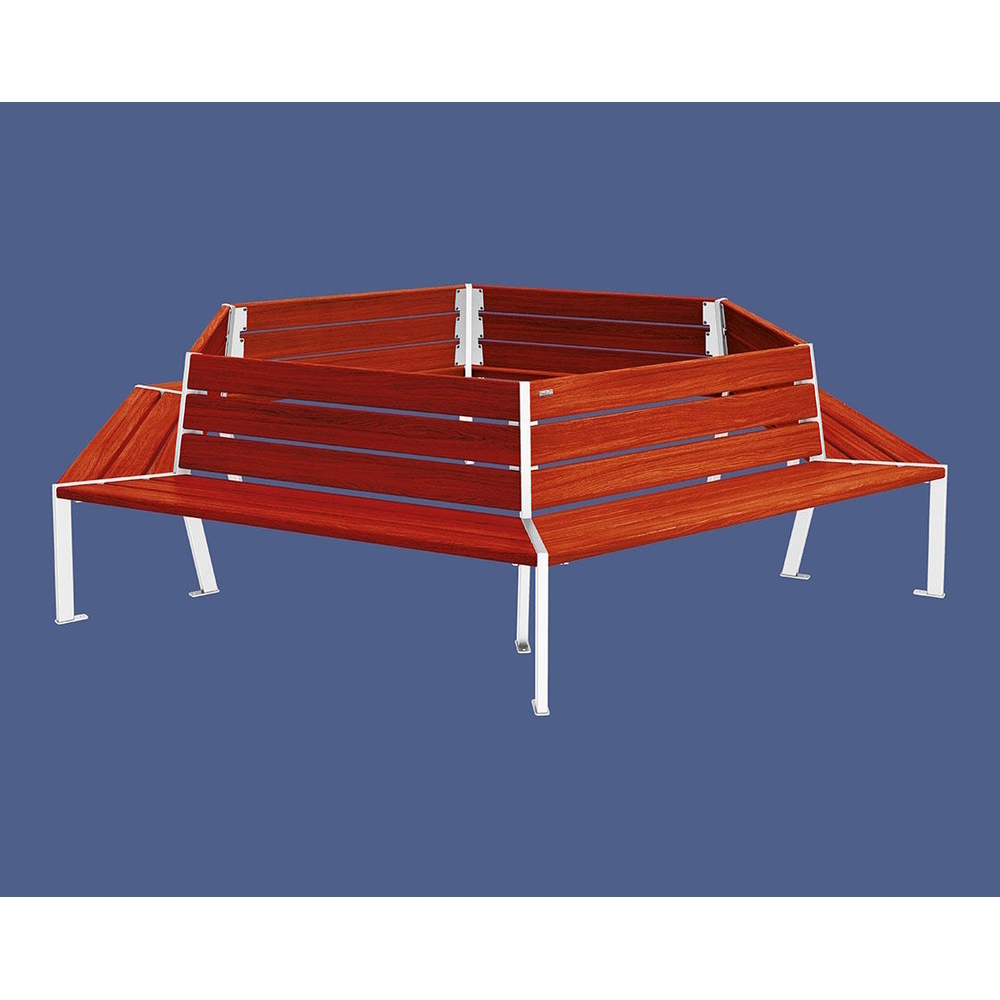 Banc tour d'arbre Silaos RAL9010 - Chêne lasuré acajou - 2000mm Øintérieur - PROCITY - 209649.9010.ACAJ