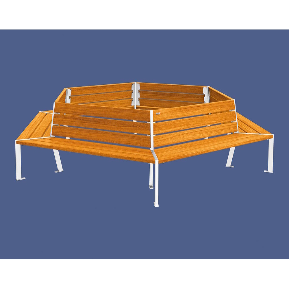 Banc tour d'arbre Silaos RAL9010 - Chêne lasuré chêne clair - 2000mm Øintérieur - PROCITY - 209649.9010.CHEC