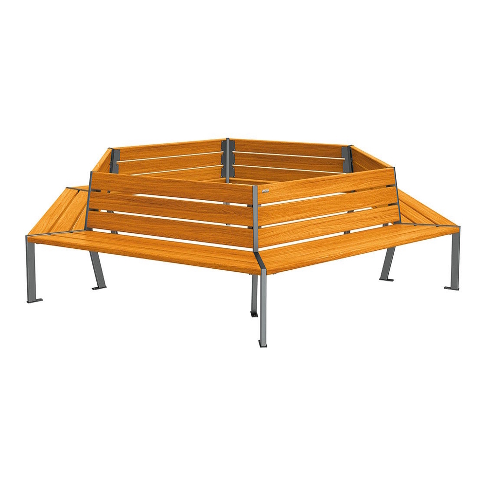 Banc tour d'arbre Silaos Gris lasuré chêne clair - PROCITY - 209649.GPRO.CHEC