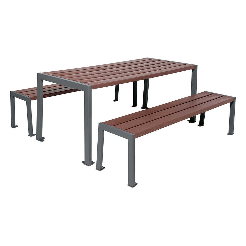 Table de pique-nique Silaos acier et plastique recyclé Gris PROCITY - 209652.GPRO