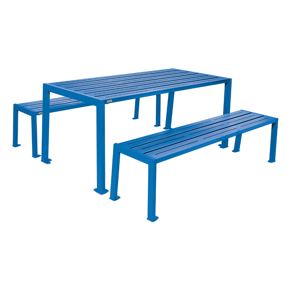 Table de pique-nique Silaos acier RAL5010 - Table + 2 banquettes - PROCITY - 209656.5010