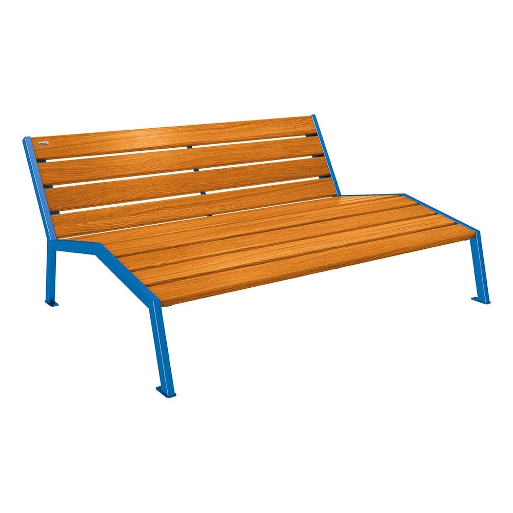 Chaise longue bois et acier Silaos RAL5010 - Chêne lasuré chêne clair - Sans accoudoir - 1800mm - 3 places - PROCITY - 209660.5010.CHEC