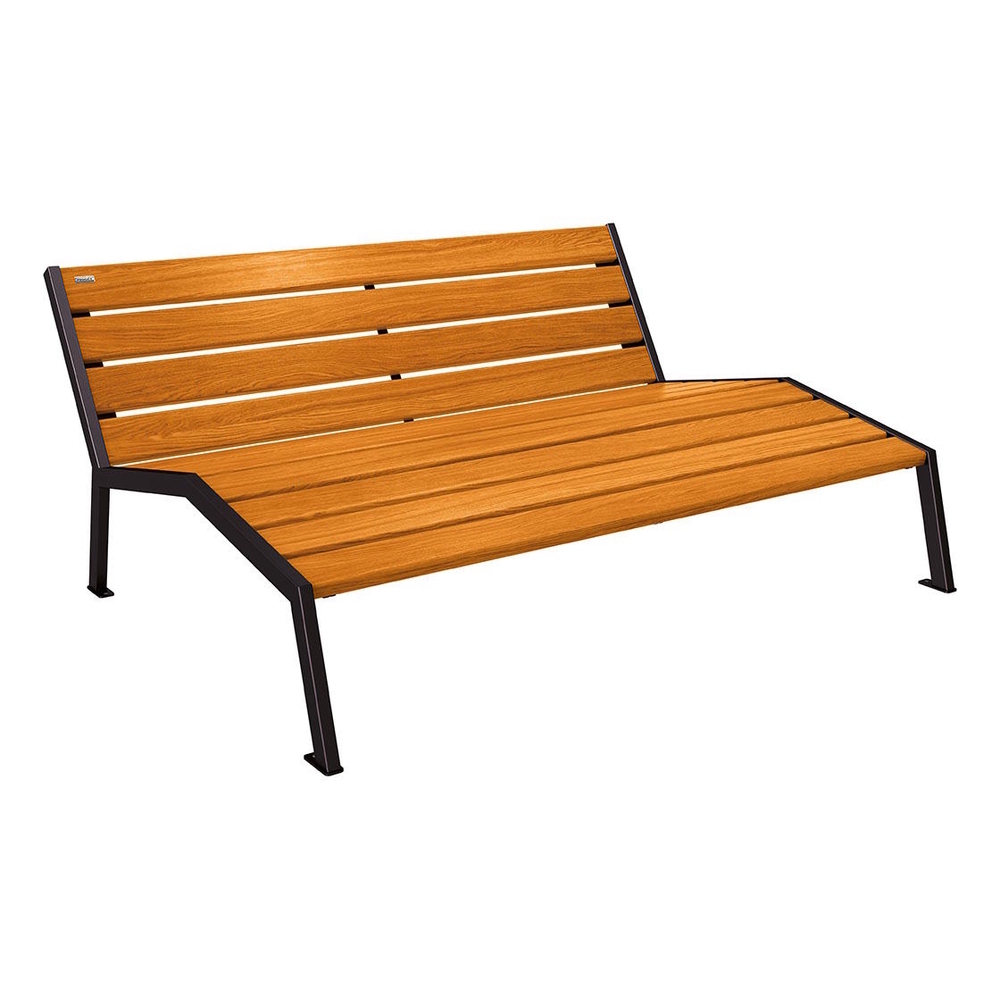 Chaise longue bois et acier Silaos RAL9005 - Chêne lasuré chêne clair - Sans accoudoir - 1800mm - 3 places - PROCITY - 209660.9005.CHEC