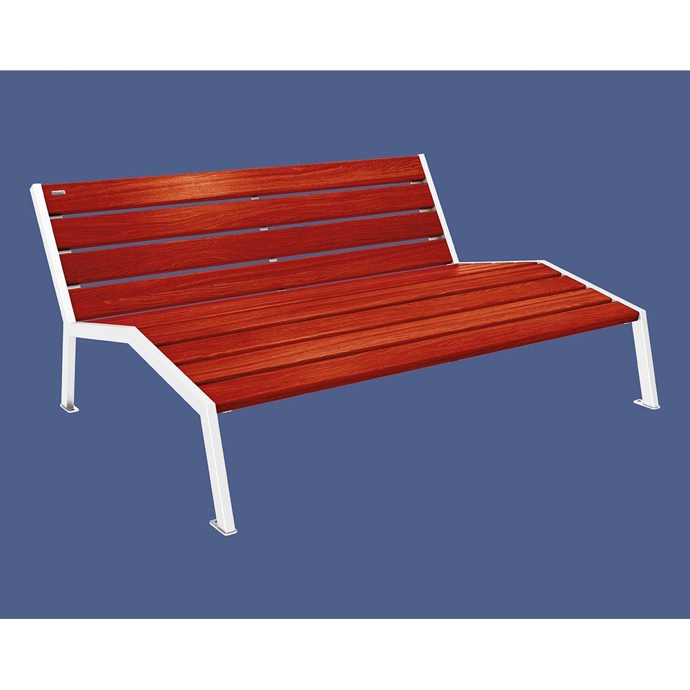 Chaise longue bois et acier Silaos RAL9010 - Chêne lasuré acajou - Sans accoudoir - 1800mm - 3 places - PROCITY - 209660.9010.ACAJ