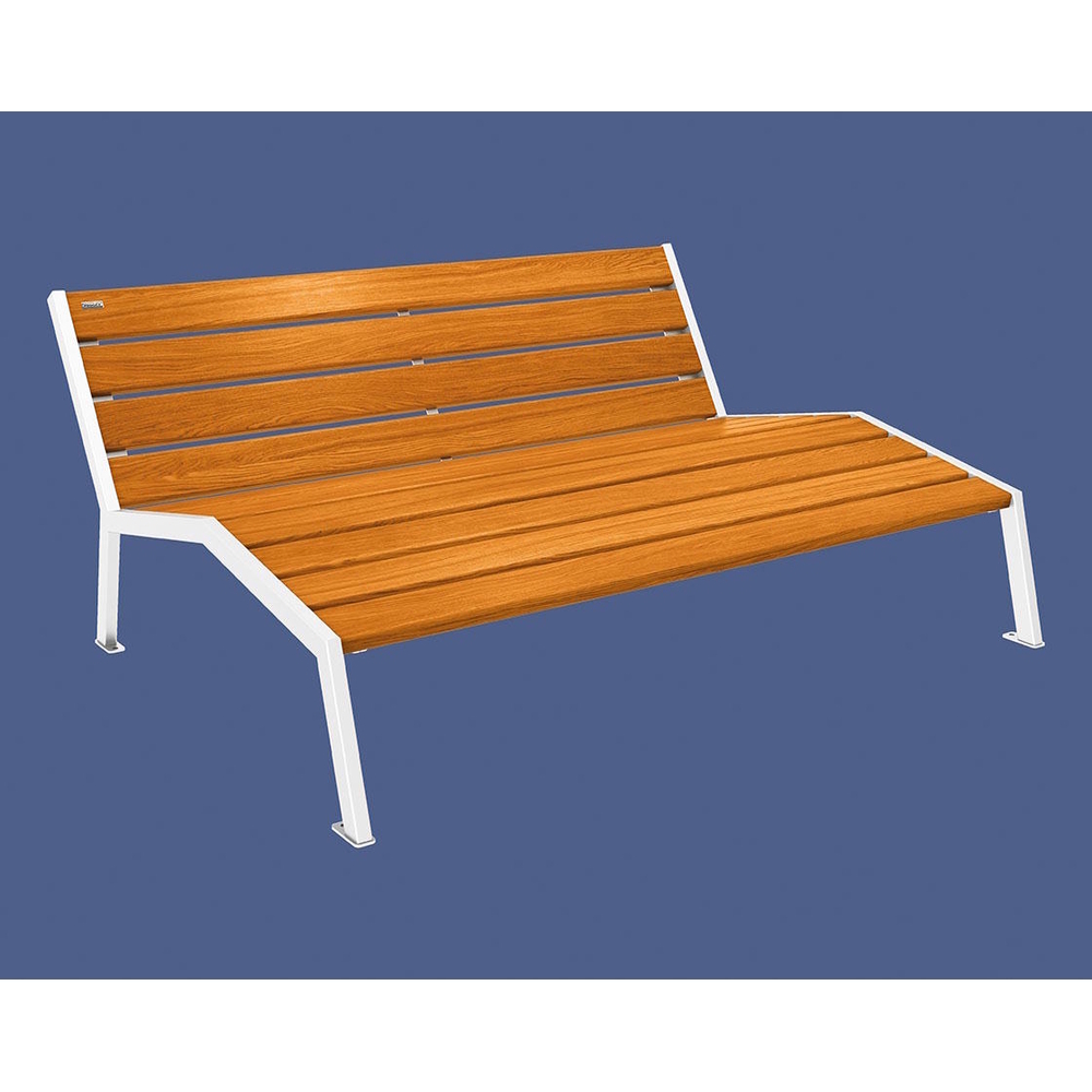 Chaise longue bois et acier Silaos RAL9010 - Chêne lasuré chêne clair - Sans accoudoir - 1800mm - 3 places - PROCITY - 209660.9010.CHEC
