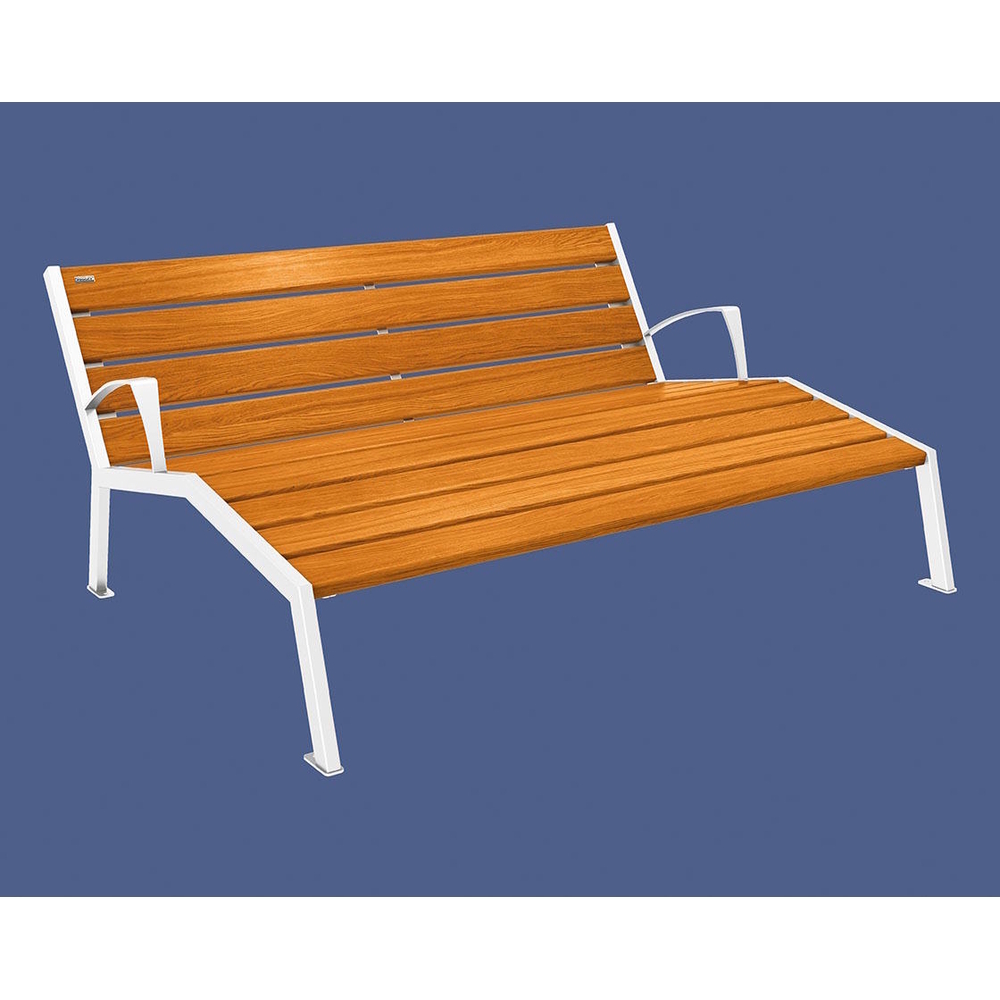 Chaise longue bois et acier Silaos RAL9010 - Chêne lasuré chêne clair - accoudoirs - 1800mm - 3 places - PROCITY - 209661.9010.CHEC