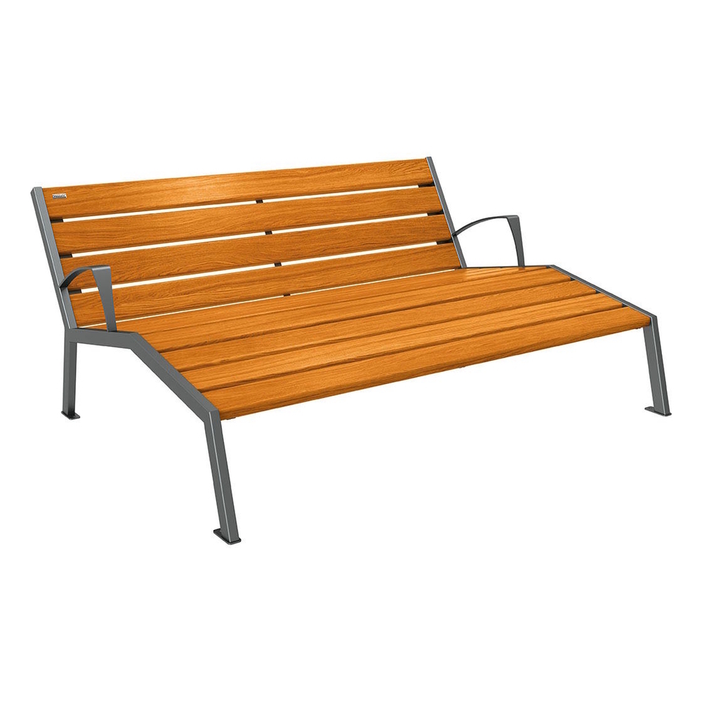 Chaise longue bois et acier Silaos Gris lauré chêne clair - PROCITY - 209661.GPRO.CHEC