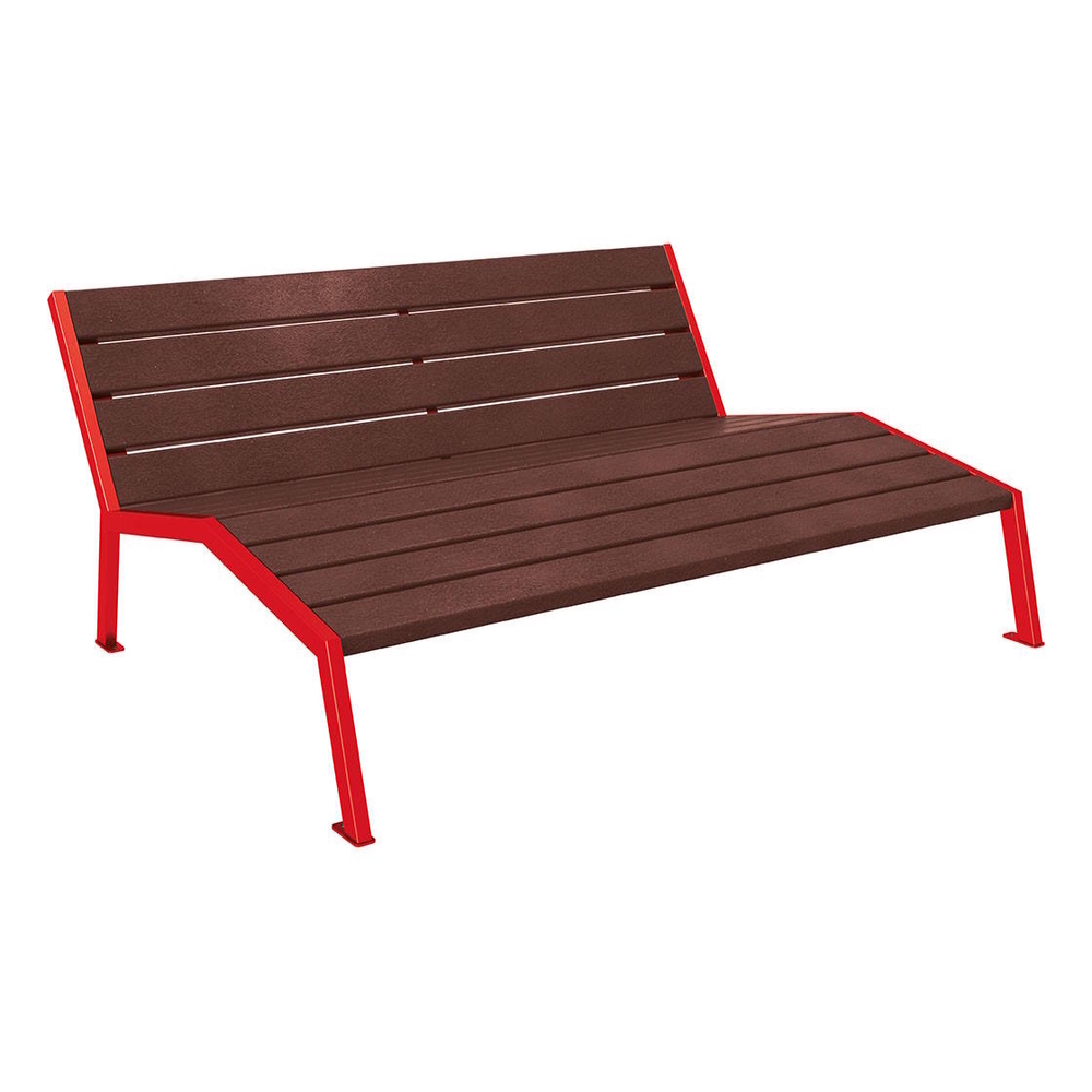 Chaise longue plastique recyclé et acier Silaos RAL3020 - Sans accoudoir - PROCITY - 209664.3020