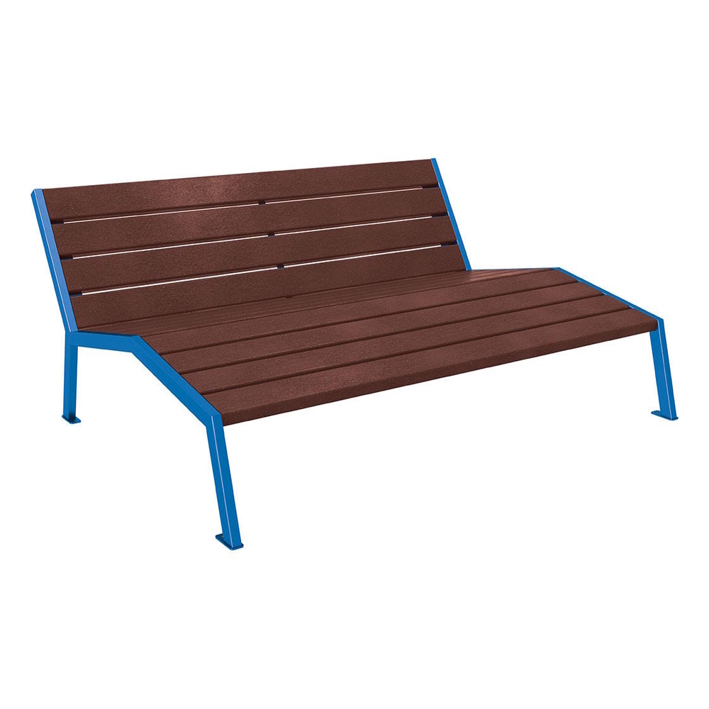 Chaise longue plastique recyclé et acier Silaos RAL5010 - Sans accoudoir - PROCITY - 209664.5010