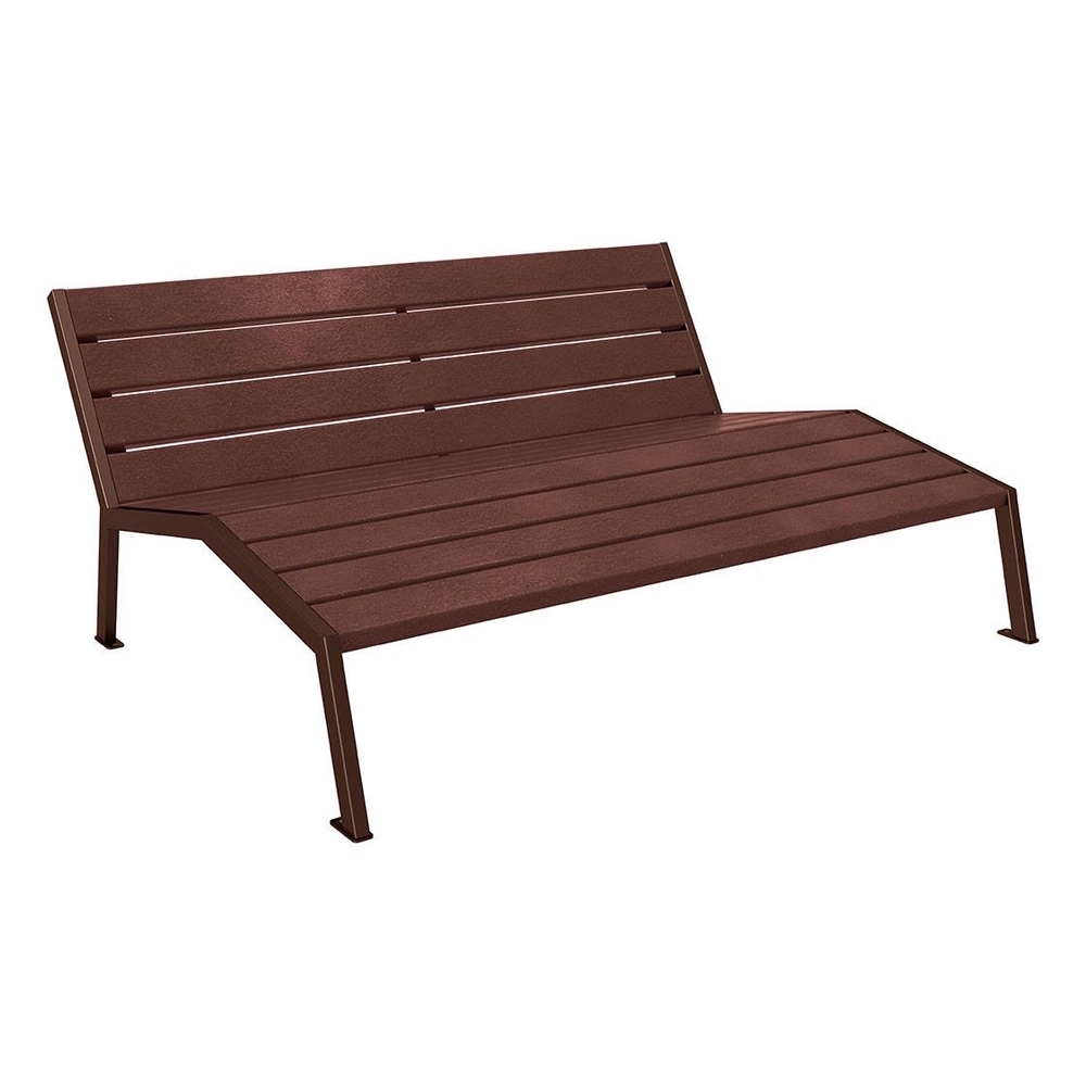 Chaise longue plastique recyclé et acier Silaos RAL8017 - Sans accoudoir - PROCITY - 209664.8017