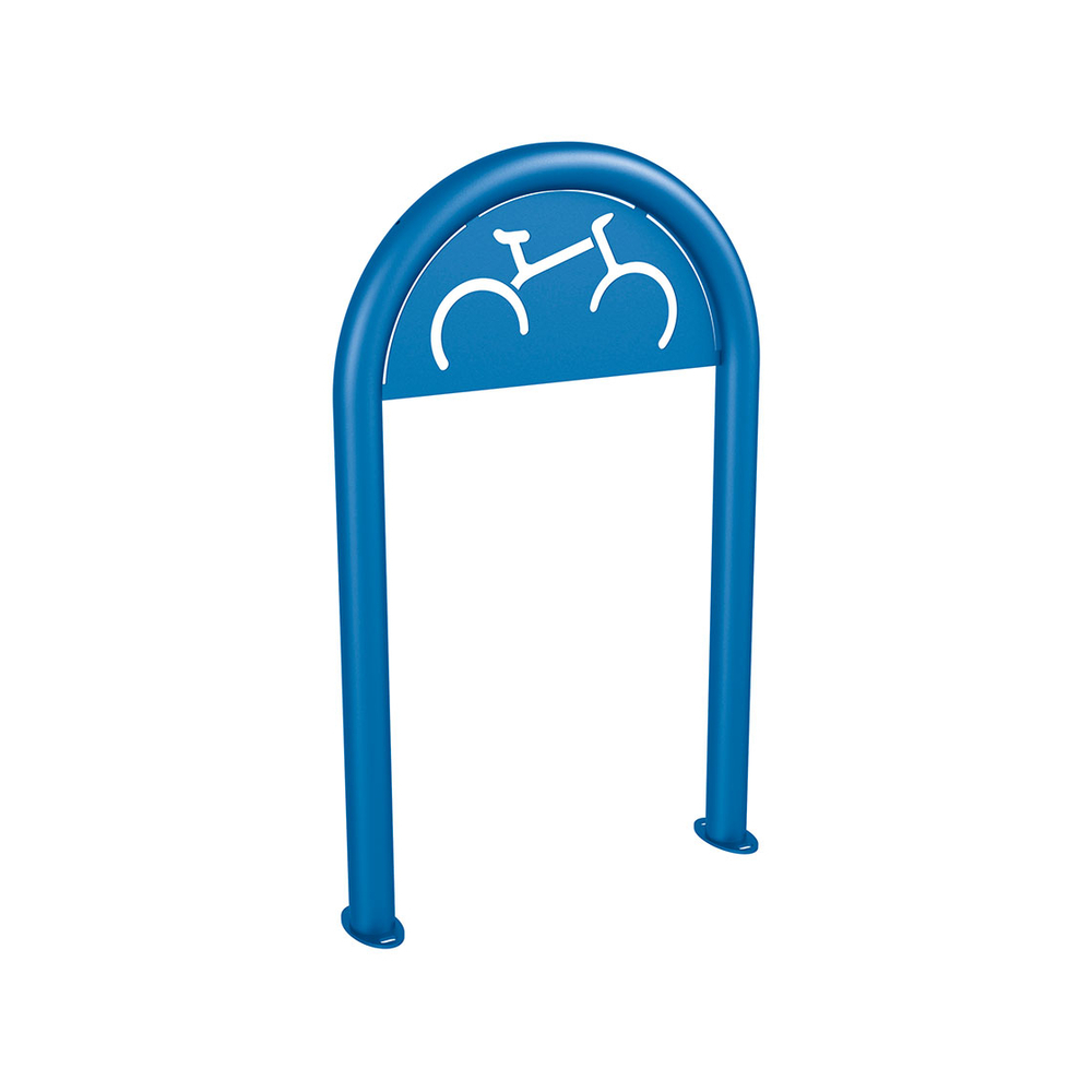 Appui vélos trombone Ø60mm RAL5010 - Version signalétique vélo - Sur platines - PROCITY - 291053.5010