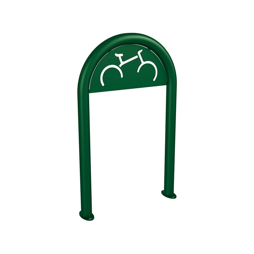Appui vélos trombone Ø60mm RAL6005 - Version signalétique vélo - Sur platines - PROCITY - 291053.6005
