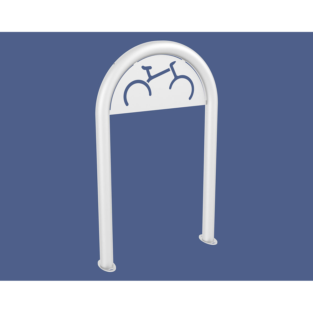 Appui vélos trombone Ø60mm RAL9010 - Version signalétique vélo - Sur platines - PROCITY - 291053.9010