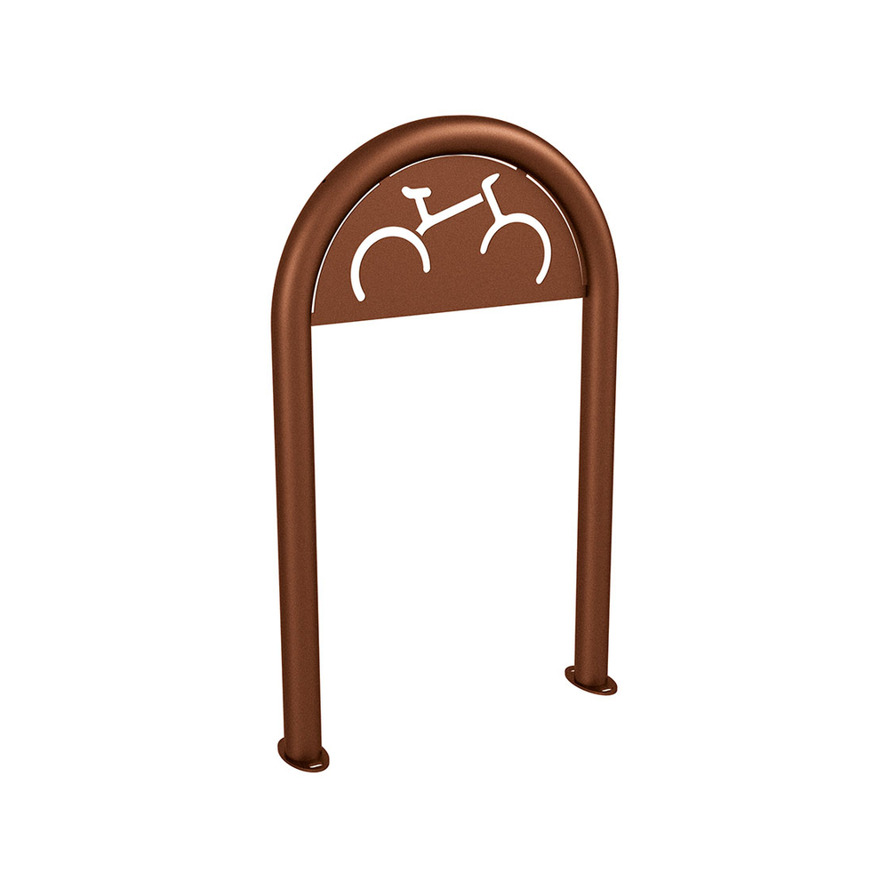 Appui vélos trombone Ø60mm Aspect Corten - Version signalétique vélo - Sur platines - PROCITY - 291053.S025