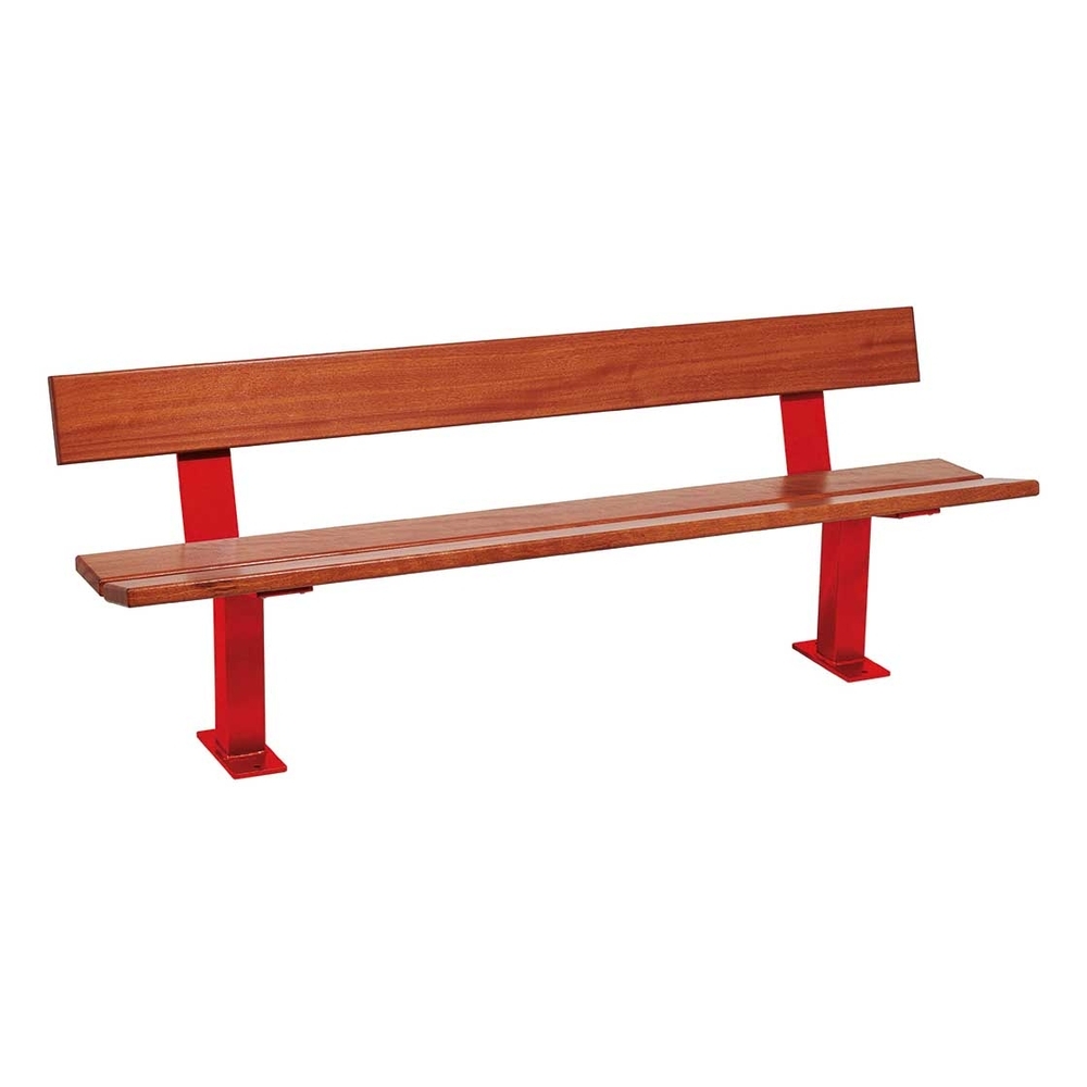 Banc bois et acier Pagode RAL3020 - lasuré acajou - PROCITY - 299444.3020.ACAJ
