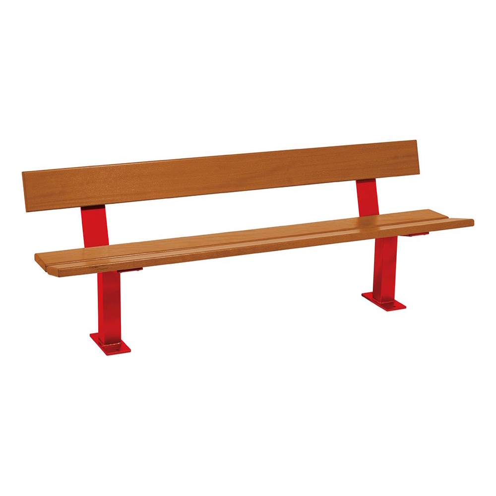 Banc bois et acier Pagode RAL3020 - lasuré chêne clair - PROCITY - 299444.3020.CHEC