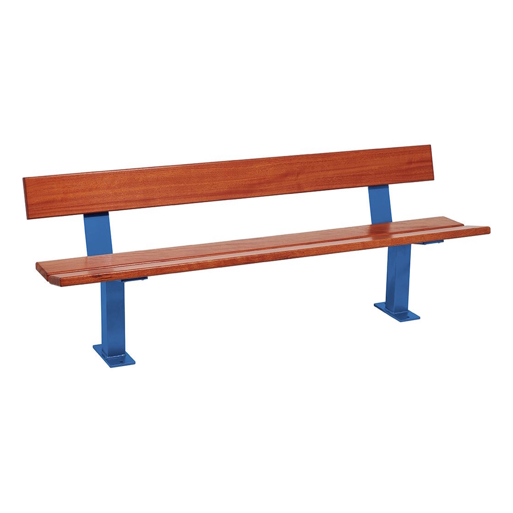 Banc bois et acier Pagode RAL5010 - lasuré acajou - PROCITY - 299444.5010.ACAJ