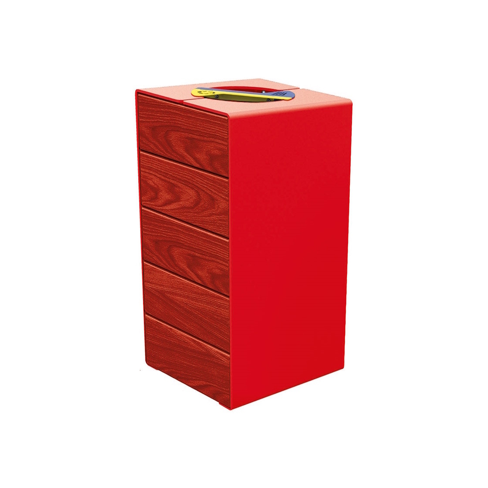 Corbeille KUB tri sélectif acier et bois RAL3020 - lasuré acajou - PROCITY - 306181.3020.ACAJ