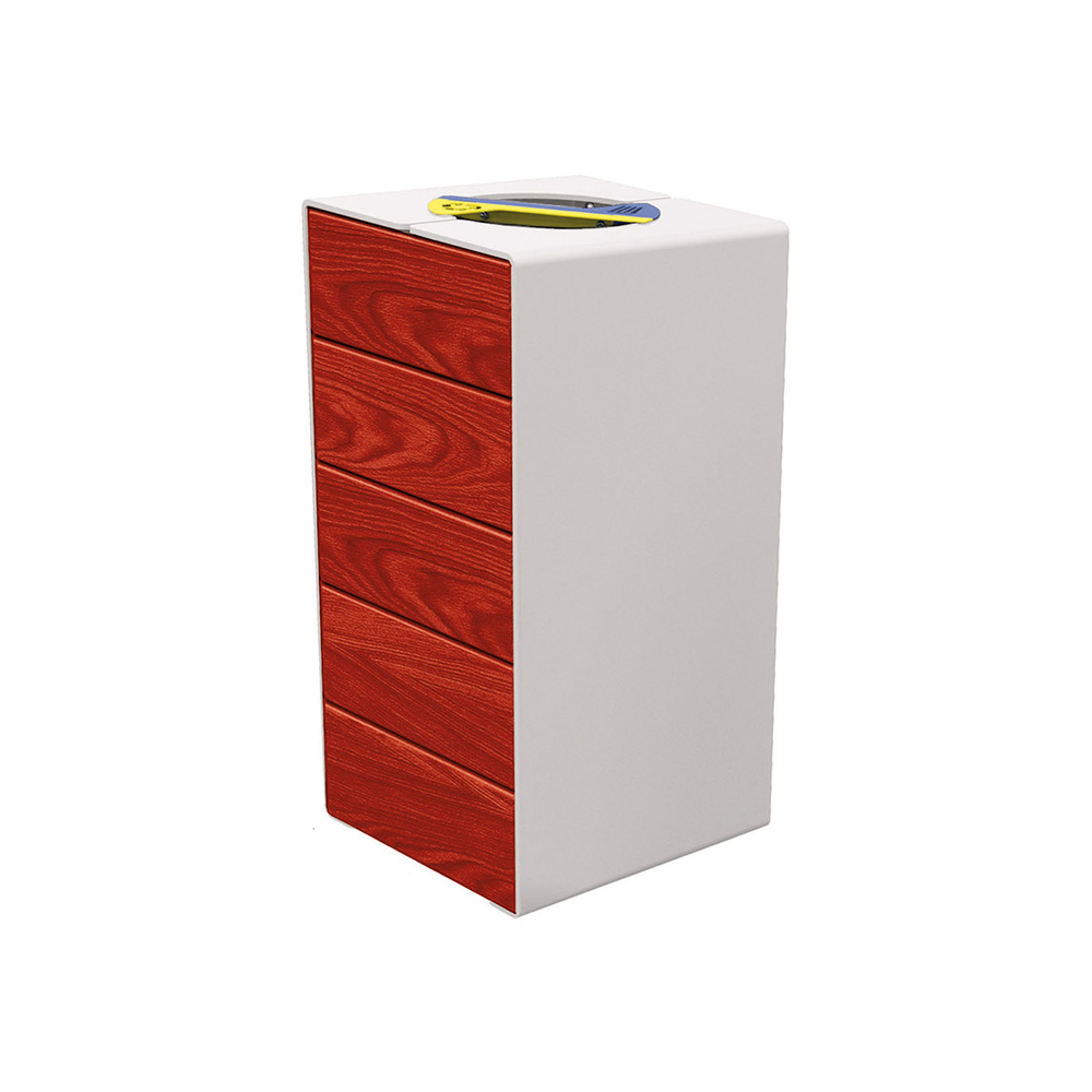 Corbeille KUB tri sélectif acier et bois RAL7044 - lasuré acajou - PROCITY - 306181.7044.ACAJ