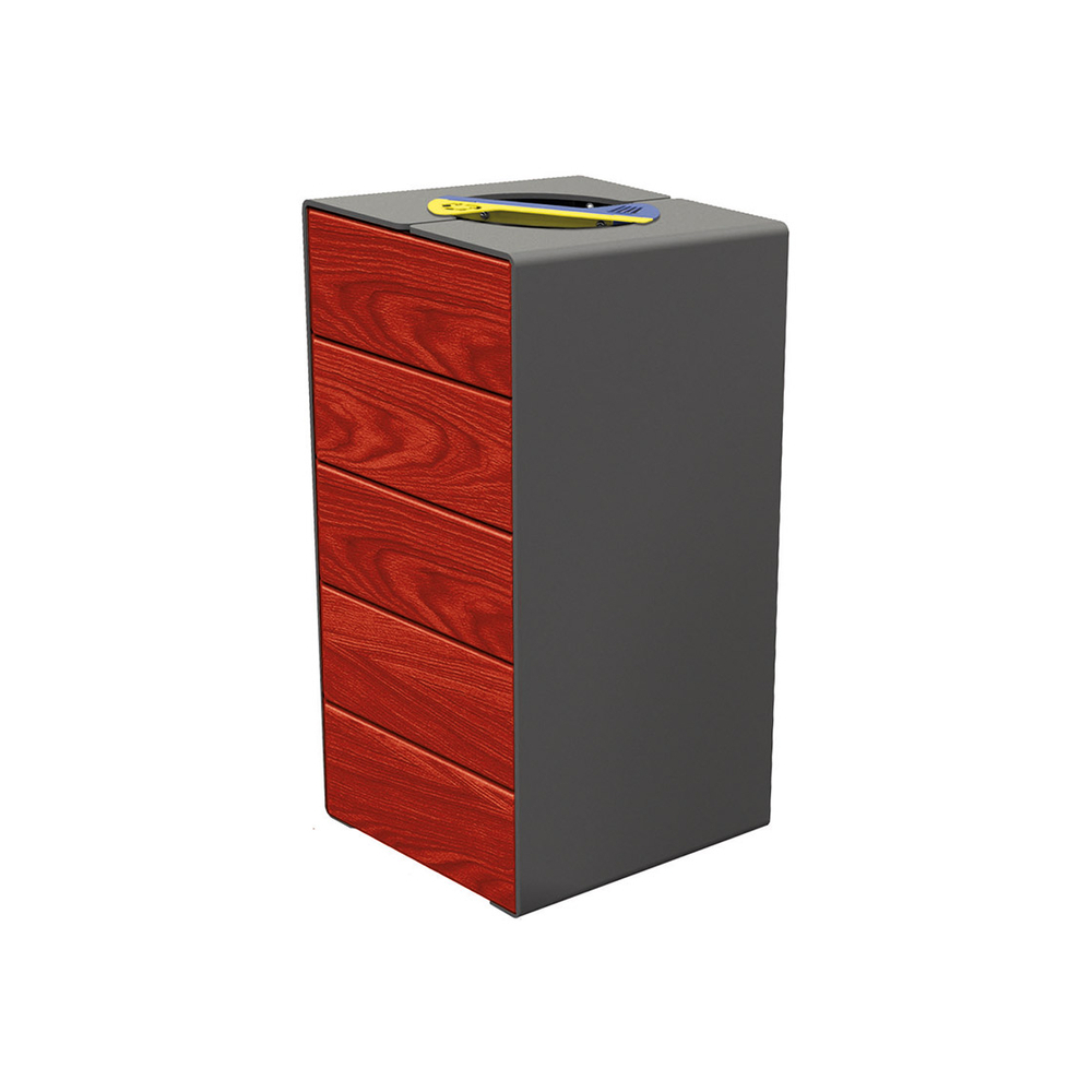 Corbeille KUB tri sélectif acier et bois Gris PROCITY - 306181.GPRO.ACAJ