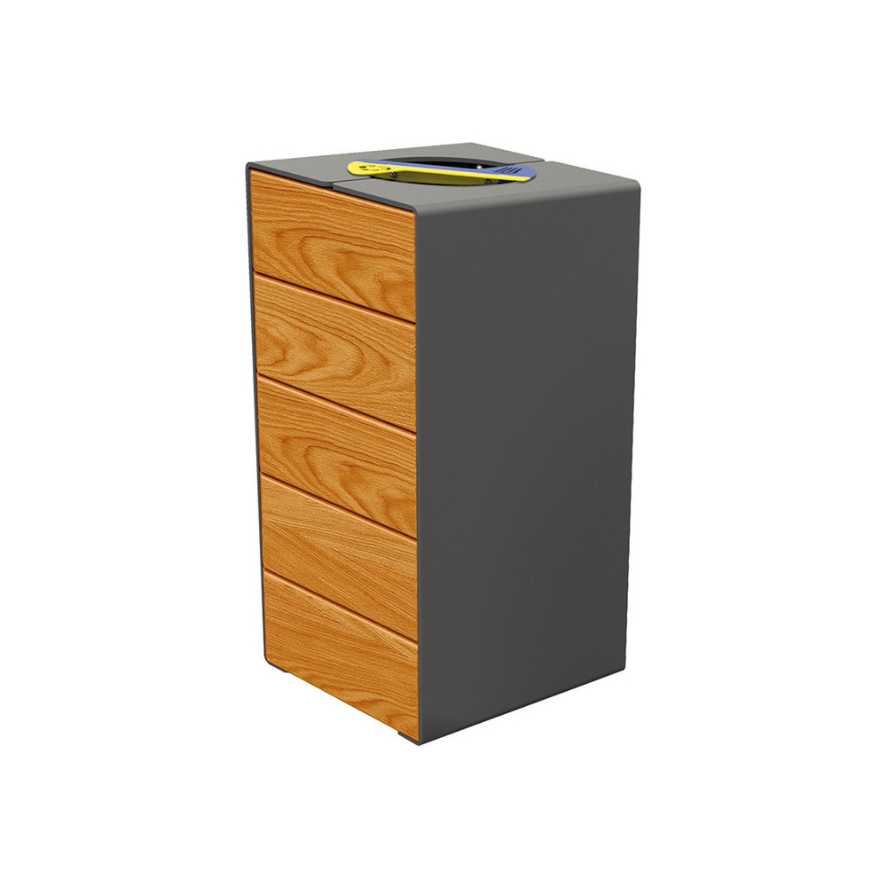 Corbeille KUB tri sélectif acier et bois Gris PROCITY - 306181.GPRO.CHEC