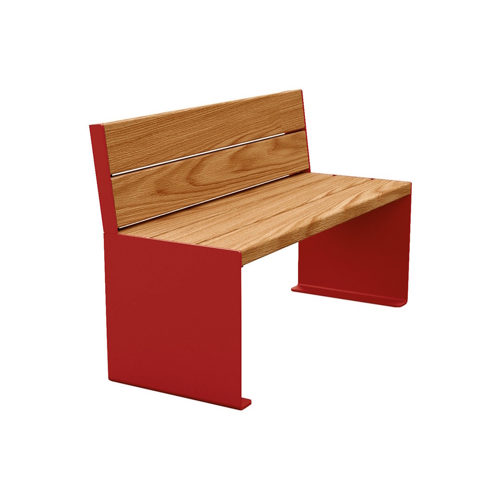 Banc bois et acier KUB RAL3004 - lasuré chêne clair - 1200mm - Banc - PROCITY - 306380.3004.CHEC