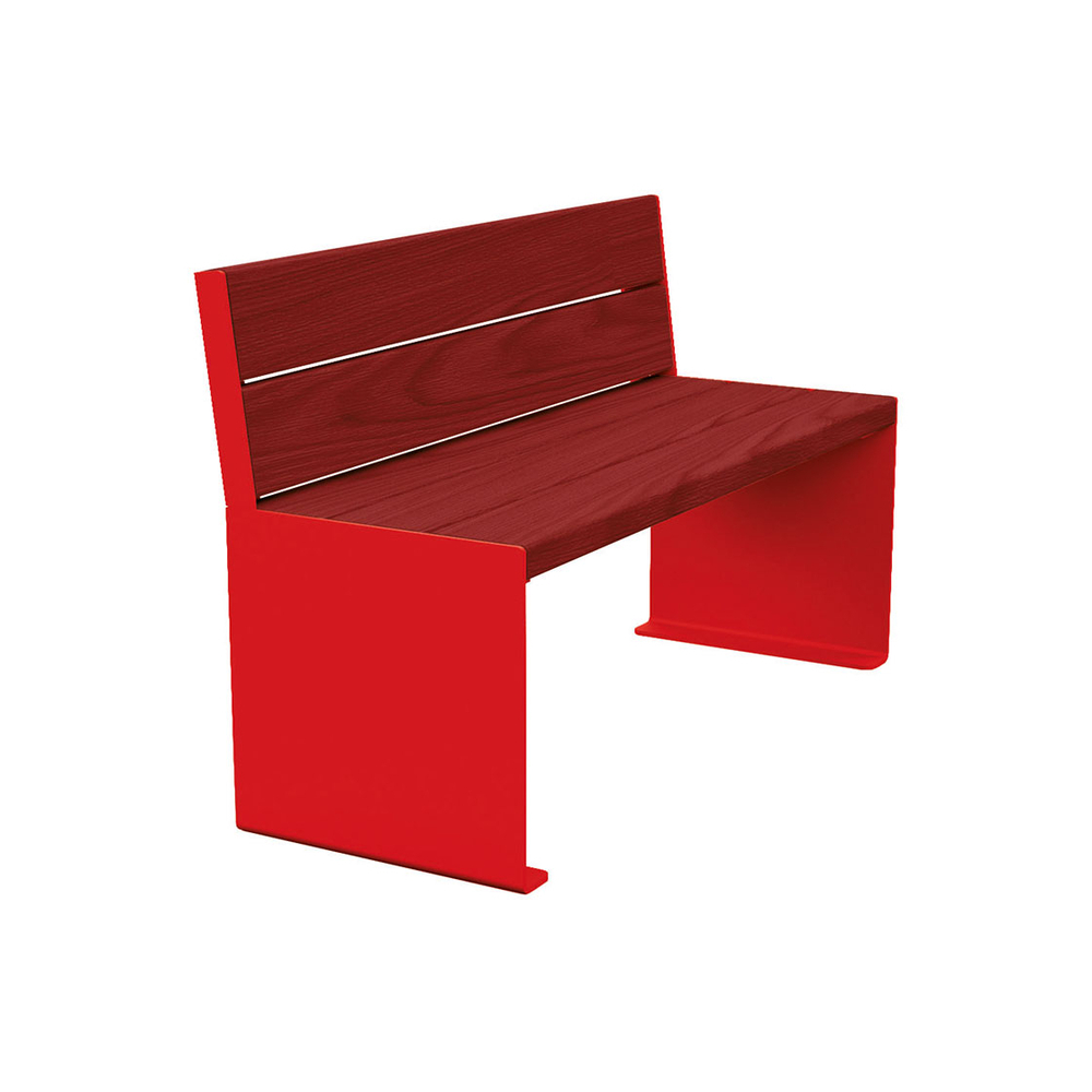 Banc bois et acier KUB RAL3020 - lasuré acajou - 1200mm - Banc - PROCITY - 306380.3020.ACAJ