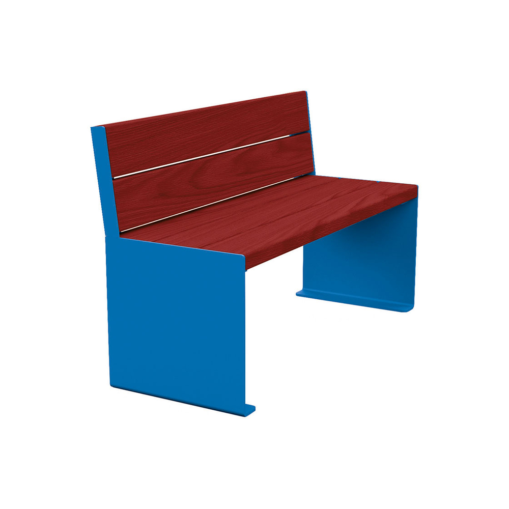 Banc bois et acier KUB RAL5010 - lasuré acajou - 1200mm - Banc - PROCITY - 306380.5010.ACAJ