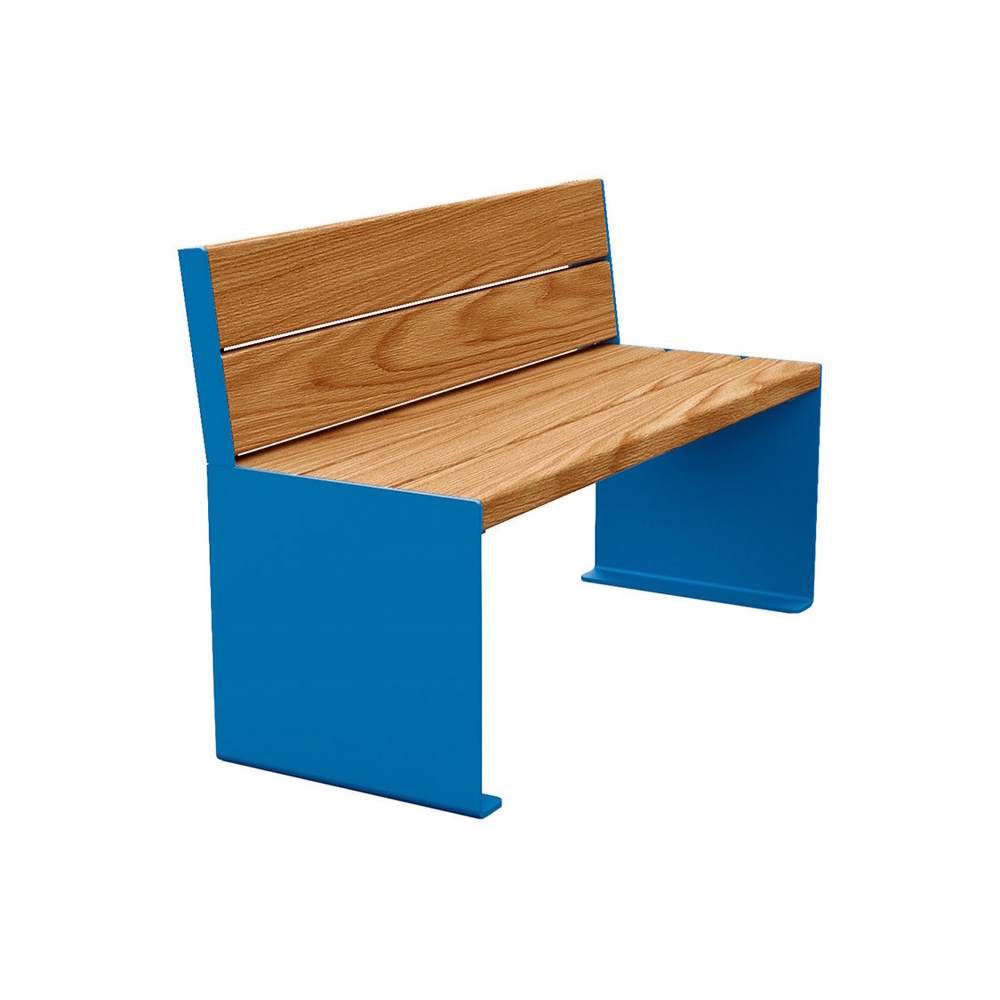 Banc bois et acier KUB RAL5010 - lasuré chêne clair - 1200mm - Banc - PROCITY - 306380.5010.CHEC