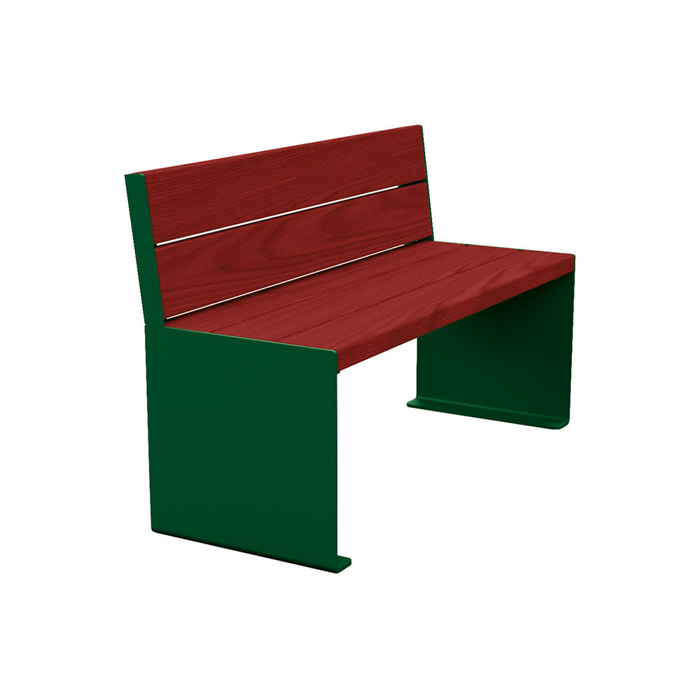 Banc bois et acier KUB RAL6005 - lasuré acajou - 1200mm - Banc - PROCITY - 306380.6005.ACAJ