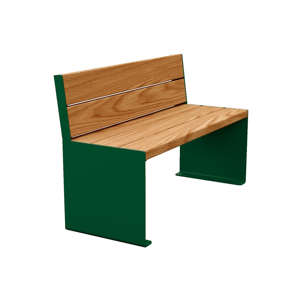 Banc bois et acier KUB RAL6005 - lasuré chêne clair - 1200mm - Banc - PROCITY - 306380.6005.CHEC
