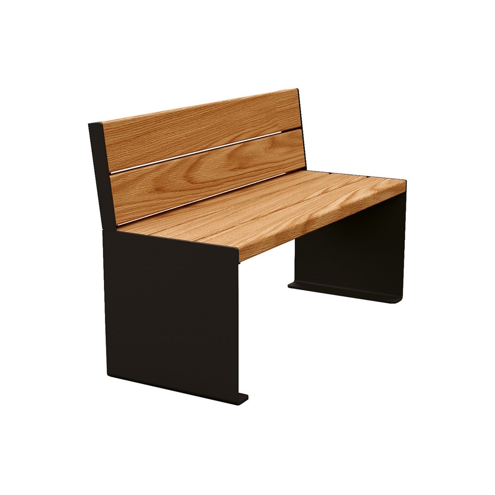 Banc bois et acier KUB RAL9005 - lasuré chêne clair - 1200mm - Banc - PROCITY - 306380.9005.CHEC