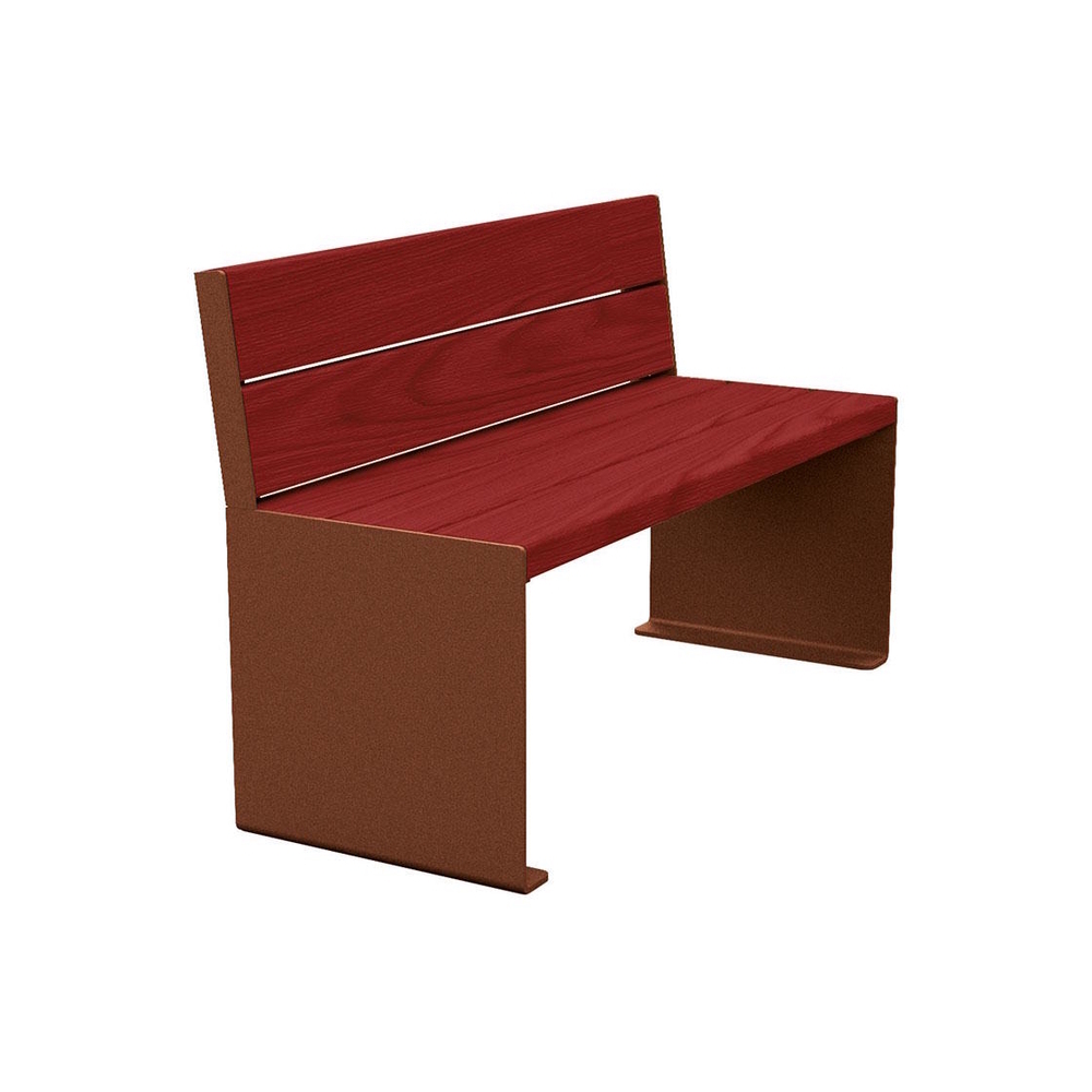 Banc bois et acier KUB Aspect Corten - lasuré acajou - 1200mm - Banc - PROCITY - 306380.S025.ACAJ