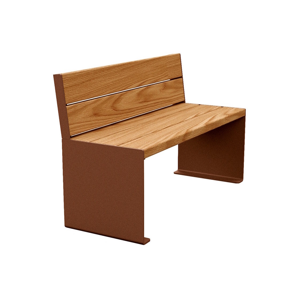 Banc bois et acier KUB Aspect Corten - lasuré chêne clair - 1200mm - Banc - PROCITY - 306380.S025.CHEC