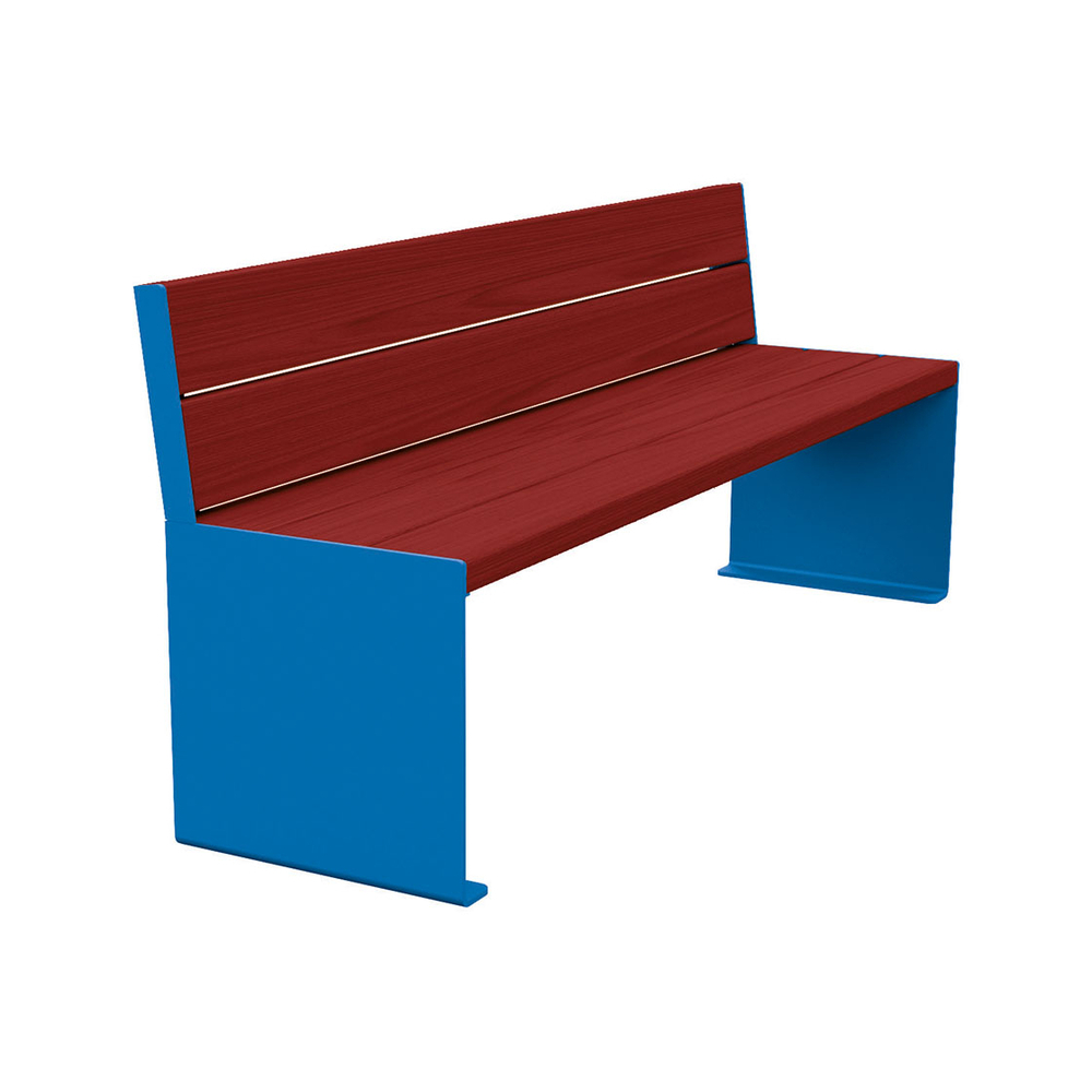 Banc bois et acier KUB RAL5010 - lasuré acajou - 1800mm - Banc - PROCITY - 306384.5010.ACAJ