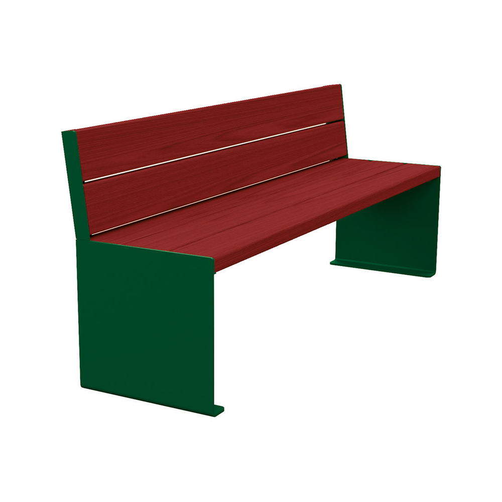 Banc bois et acier KUB RAL6005 - lasuré acajou - 1800mm - Banc - PROCITY - 306384.6005.ACAJ