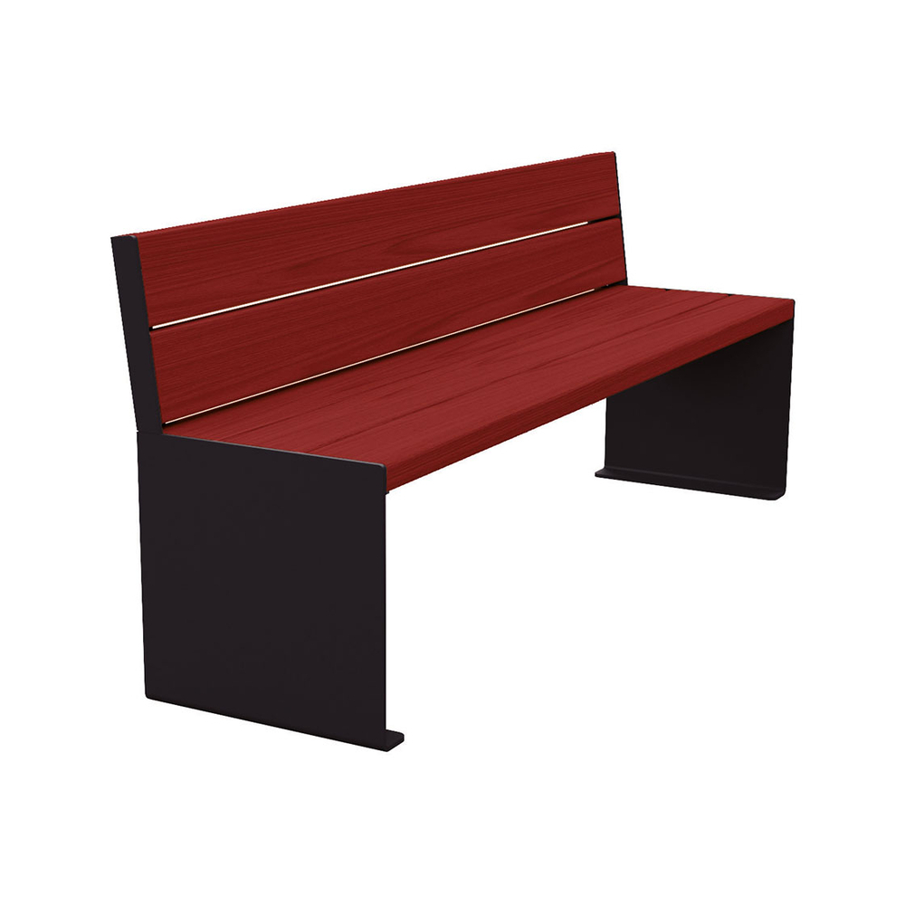Banc bois et acier KUB RAL9005 - lasuré acajou - 1800mm - Banc - PROCITY - 306384.9005.ACAJ