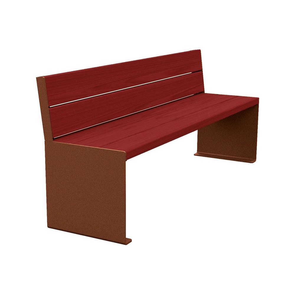 Banc bois et acier KUB Aspect Corten - lasuré acajou - 1800mm - Banc - PROCITY - 306384.S025.ACAJ
