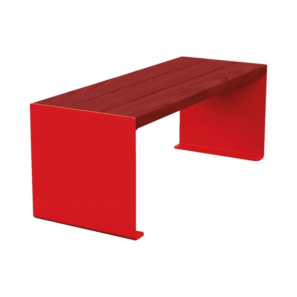 Banquette KUB acier et bois RAL3020 - lasuré acajou - 1200mm - PROCITY - 306390.3020.ACAJ